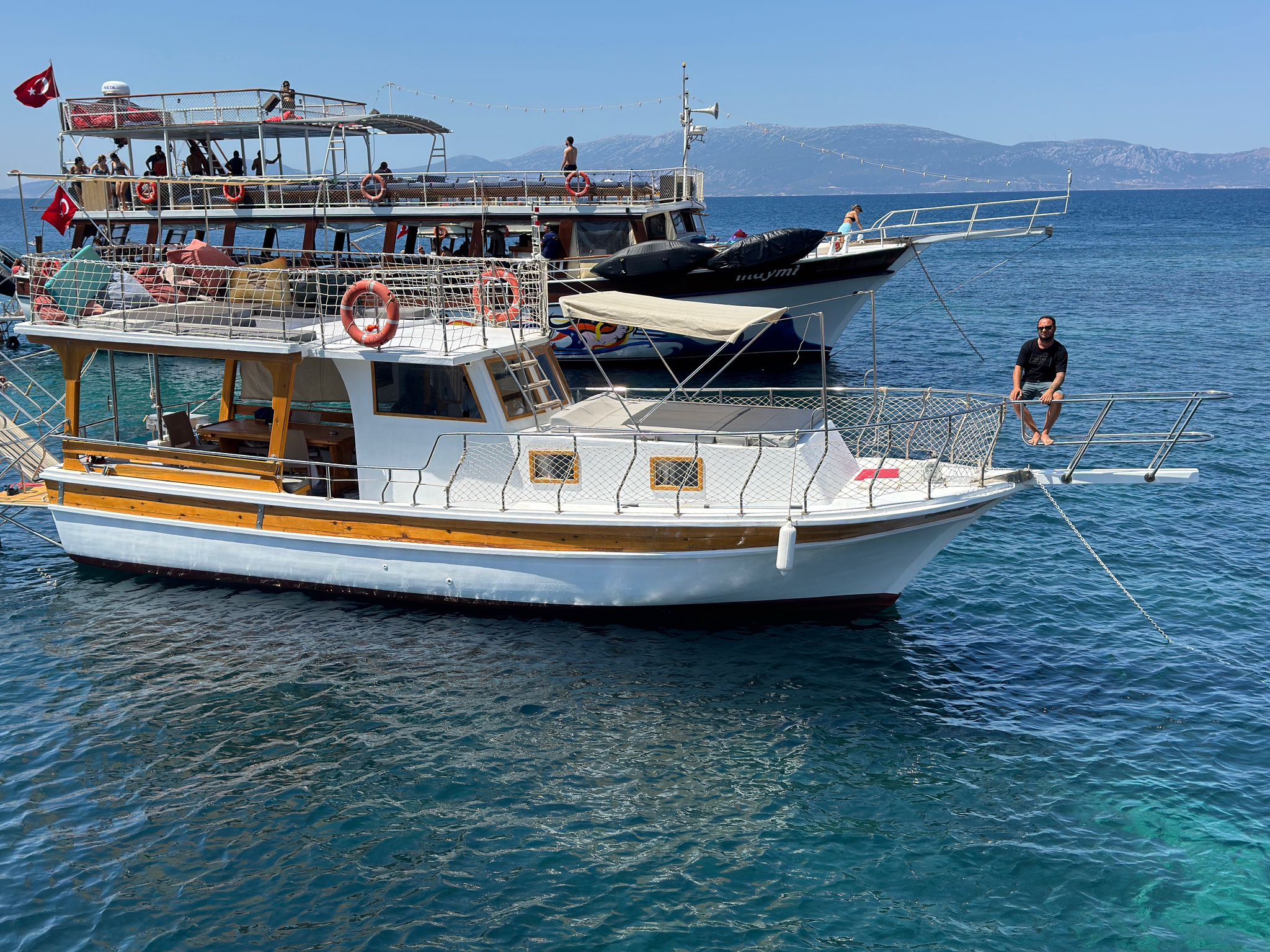 Cakil boat on the blue sea in Eski Foca
