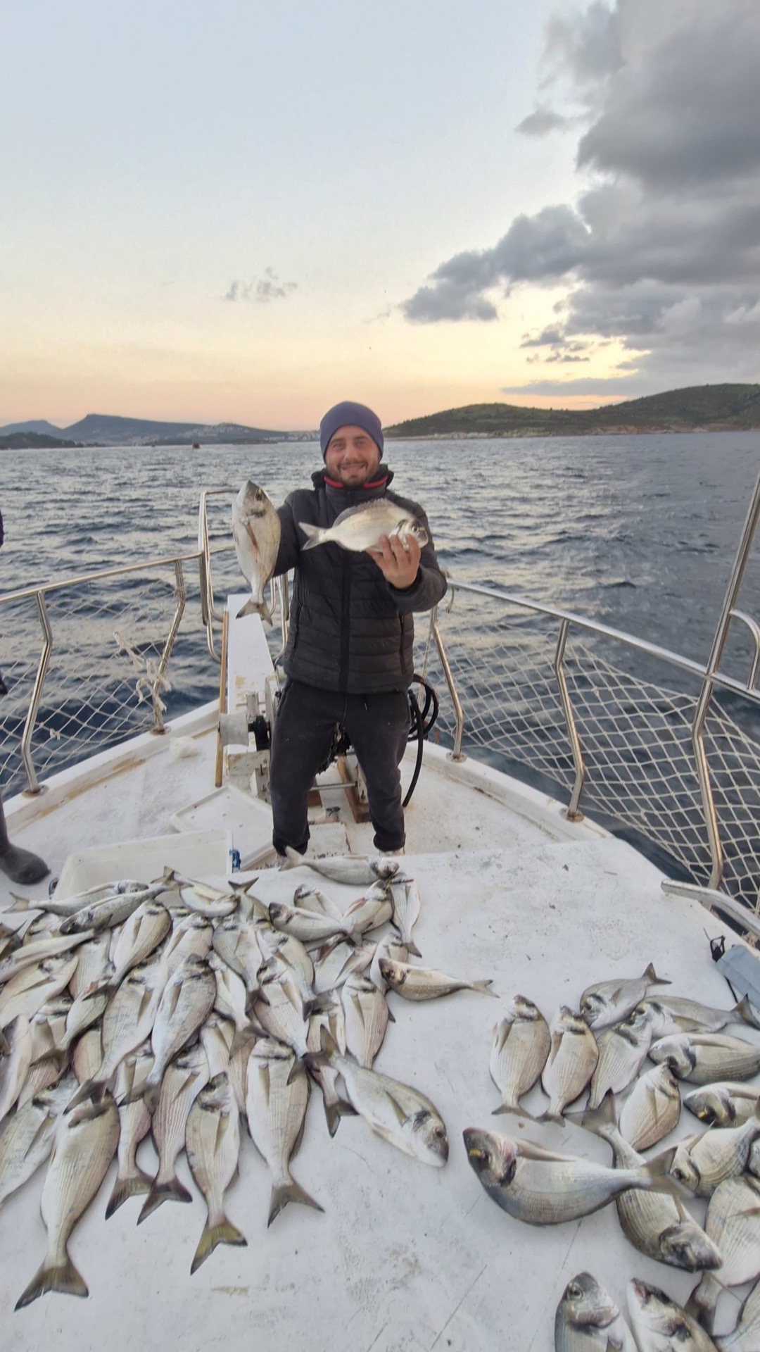 Fish catches on the deck during an Eski Foca fishing tour